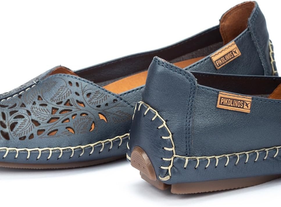 PIKOLINOS Jerez 578-4976 Women’s Slip-On Moccasins – Premium Calfskin Leather – Removable Cushioned Insole, Flexible Sole, Lightweight Everyday Comfort(Blue)