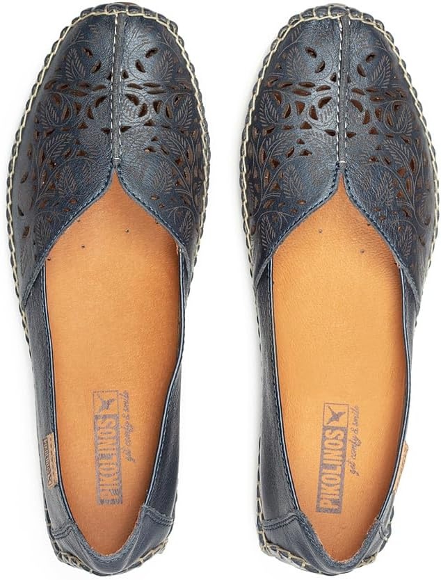 PIKOLINOS Jerez 578-4976 Women’s Slip-On Moccasins – Premium Calfskin Leather – Removable Cushioned Insole, Flexible Sole, Lightweight Everyday Comfort(Blue)