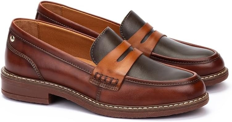PIKOLINOS Aldaya W8J-3541 Women’s Loafers – Premium Calfskin Leather Slip-On – Lightweight Comfort, Removable Insole, Medium & Wide Width Ergonomic Everyday Support(Cognac)