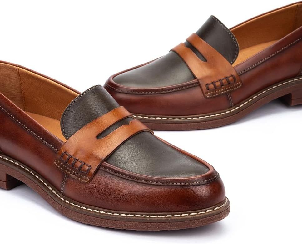 PIKOLINOS Aldaya W8J-3541 Women’s Loafers – Premium Calfskin Leather Slip-On – Lightweight Comfort, Removable Insole, Medium & Wide Width Ergonomic Everyday Support(Cognac)
