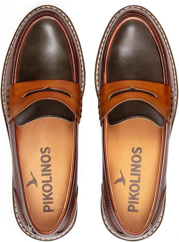 PIKOLINOS Aldaya W8J-3541 Women’s Loafers – Premium Calfskin Leather Slip-On – Lightweight Comfort, Removable Insole, Medium & Wide Width Ergonomic Everyday Support(Cognac)