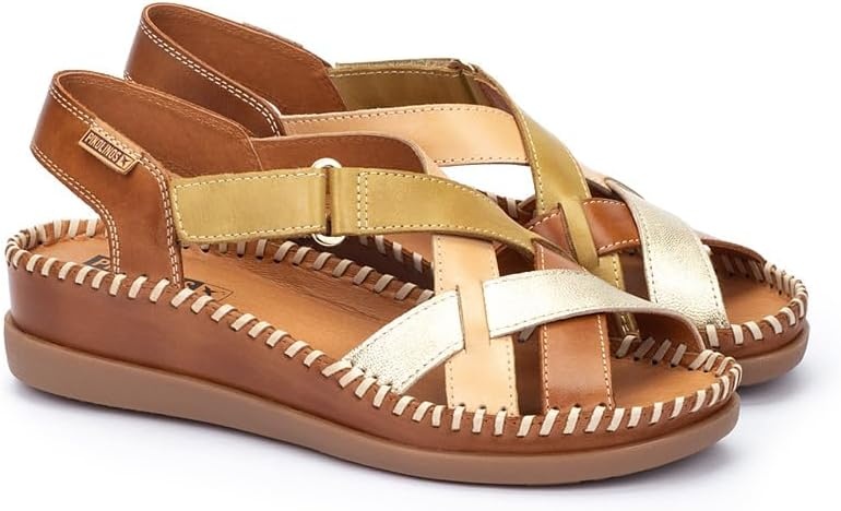 PIKOLINOS Wedge Sandals Leather Cadaques for Woman Brandy