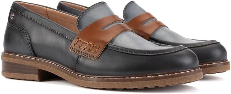 PIKOLINOS Aldaya W8J-3541 Women’s Loafers – Premium Calfskin Leather Slip-On – Lightweight Comfort, Removable Insole, Medium & Wide Width Ergonomic Everyday Support(Ocean)