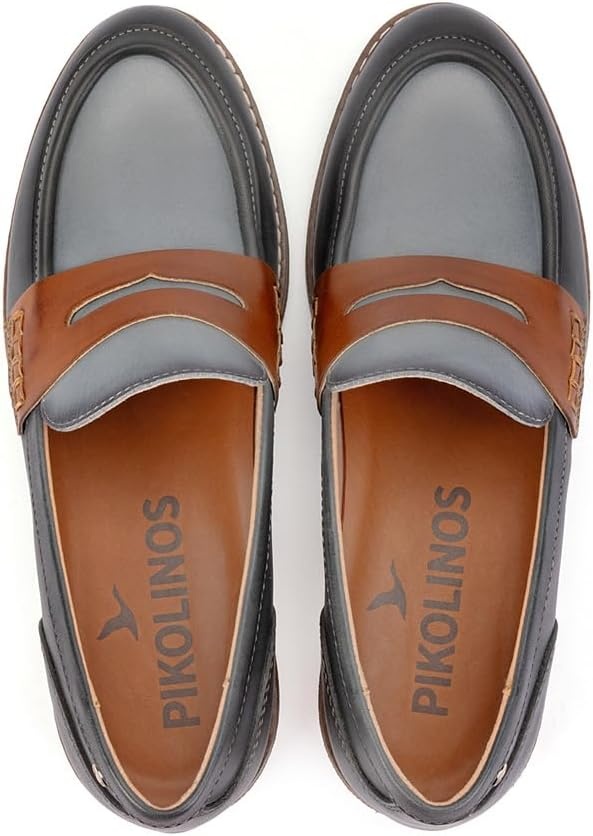 PIKOLINOS Aldaya W8J-3541 Women’s Loafers – Premium Calfskin Leather Slip-On – Lightweight Comfort, Removable Insole, Medium & Wide Width Ergonomic Everyday Support(Ocean)