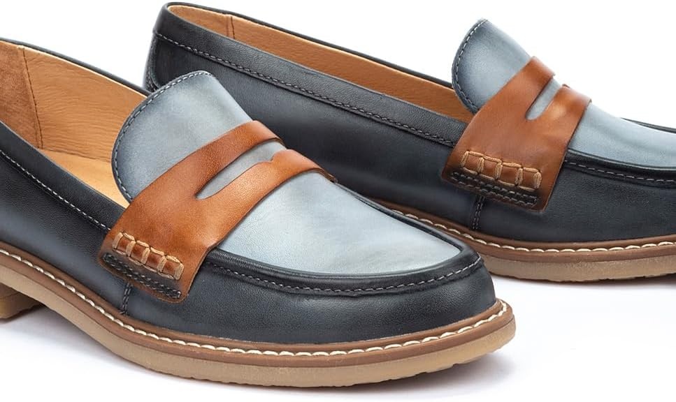 PIKOLINOS Aldaya W8J-3541 Women’s Loafers – Premium Calfskin Leather Slip-On – Lightweight Comfort, Removable Insole, Medium & Wide Width Ergonomic Everyday Support(Ocean)
