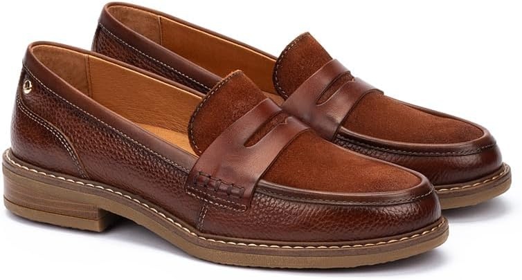 PIKOLINOS Aldaya W8J-3541 Women’s Loafers – Premium Calfskin Leather Slip-On – Lightweight Comfort, Removable Insole, Medium & Wide Width Ergonomic Everyday Support(Brandy)