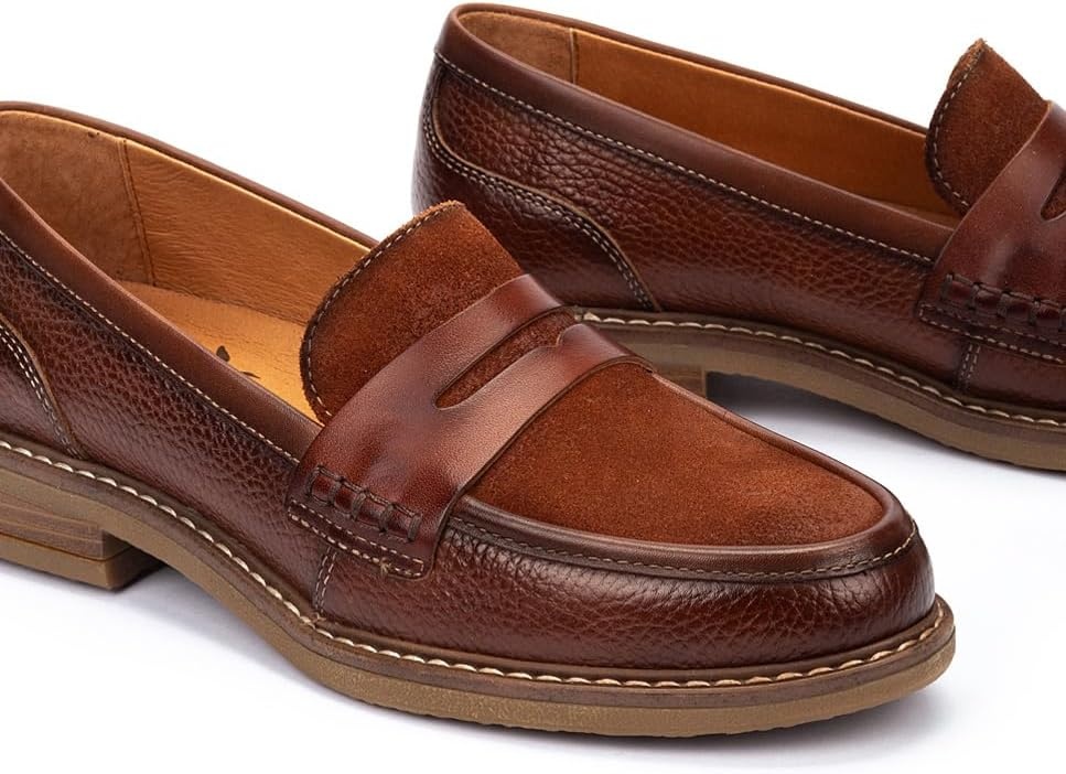 PIKOLINOS Aldaya W8J-3541 Women’s Loafers – Premium Calfskin Leather Slip-On – Lightweight Comfort, Removable Insole, Medium & Wide Width Ergonomic Everyday Support(Brandy)