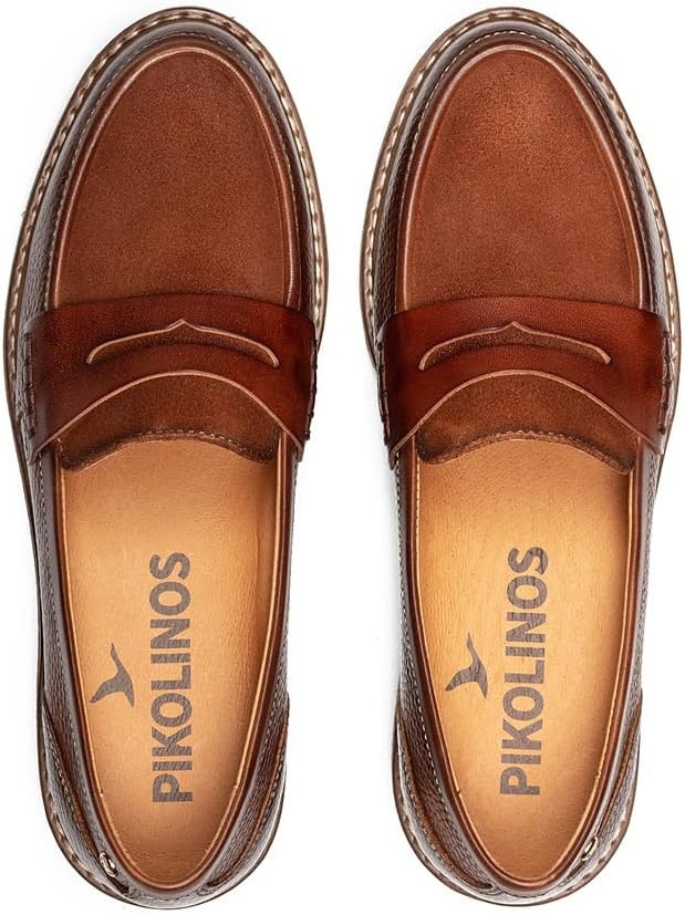PIKOLINOS Aldaya W8J-3541 Women’s Loafers – Premium Calfskin Leather Slip-On – Lightweight Comfort, Removable Insole, Medium & Wide Width Ergonomic Everyday Support(Brandy)