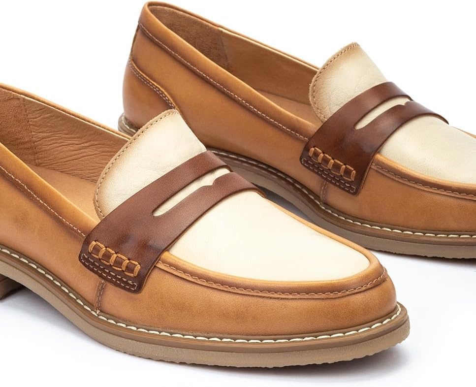 PIKOLINOS Aldaya W8J-3541 Women’s Loafers – Premium Calfskin Leather Slip-On – Lightweight Comfort, Removable Insole, Medium & Wide Width Ergonomic Everyday Support(Almond)