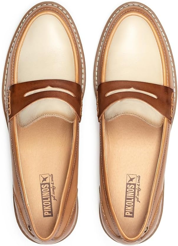 PIKOLINOS Aldaya W8J-3541 Women’s Loafers – Premium Calfskin Leather Slip-On – Lightweight Comfort, Removable Insole, Medium & Wide Width Ergonomic Everyday Support(Almond)