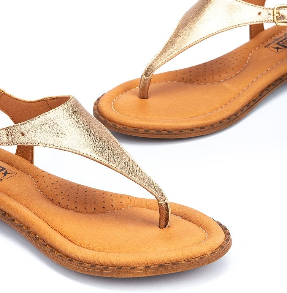 PIKOLINOS Flat Sandals Leather Algar for Woman(Champagne)