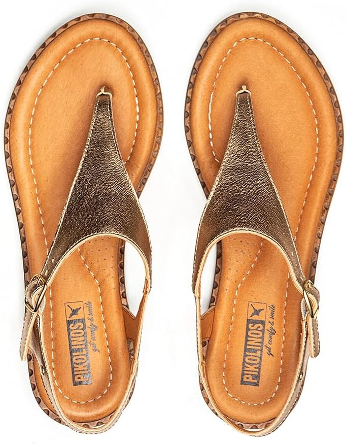 PIKOLINOS Flat Sandals Leather Algar for Woman(Champagne)