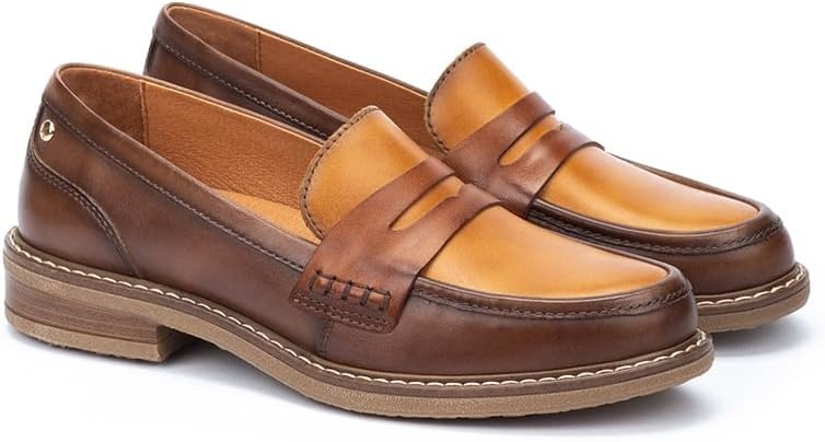PIKOLINOS Aldaya W8J-3541 Women’s Loafers – Premium Calfskin Leather Slip-On – Lightweight Comfort, Removable Insole, Medium & Wide Width Ergonomic Everyday Support(Topo)