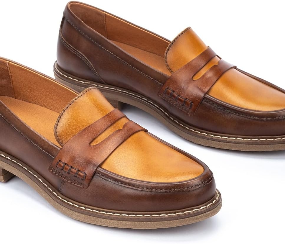 PIKOLINOS Aldaya W8J-3541 Women’s Loafers – Premium Calfskin Leather Slip-On – Lightweight Comfort, Removable Insole, Medium & Wide Width Ergonomic Everyday Support(Topo)