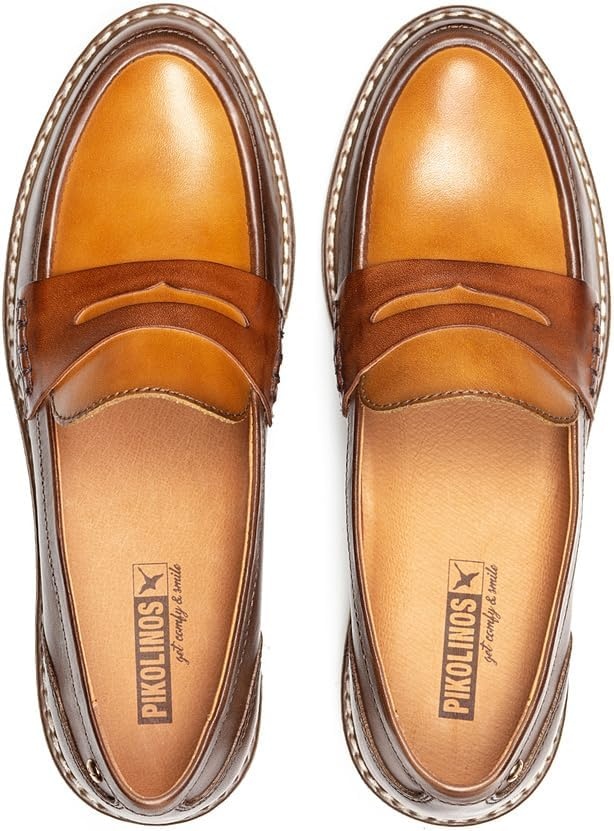 PIKOLINOS Aldaya W8J-3541 Women’s Loafers – Premium Calfskin Leather Slip-On – Lightweight Comfort, Removable Insole, Medium & Wide Width Ergonomic Everyday Support(Topo)
