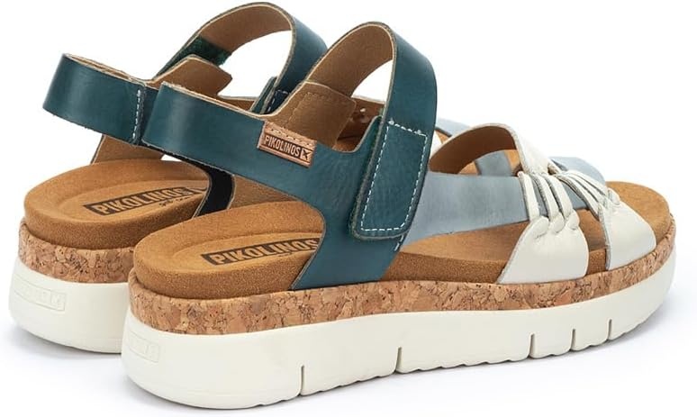PIKOLINOS Palma W4N-0968 Women’s Sandals – Stylish Premium Leather Wedge Sandals – Cushioned Insole, Hook & Loop Closure, Ultra-Light Sole for Everdat Walking(River)
