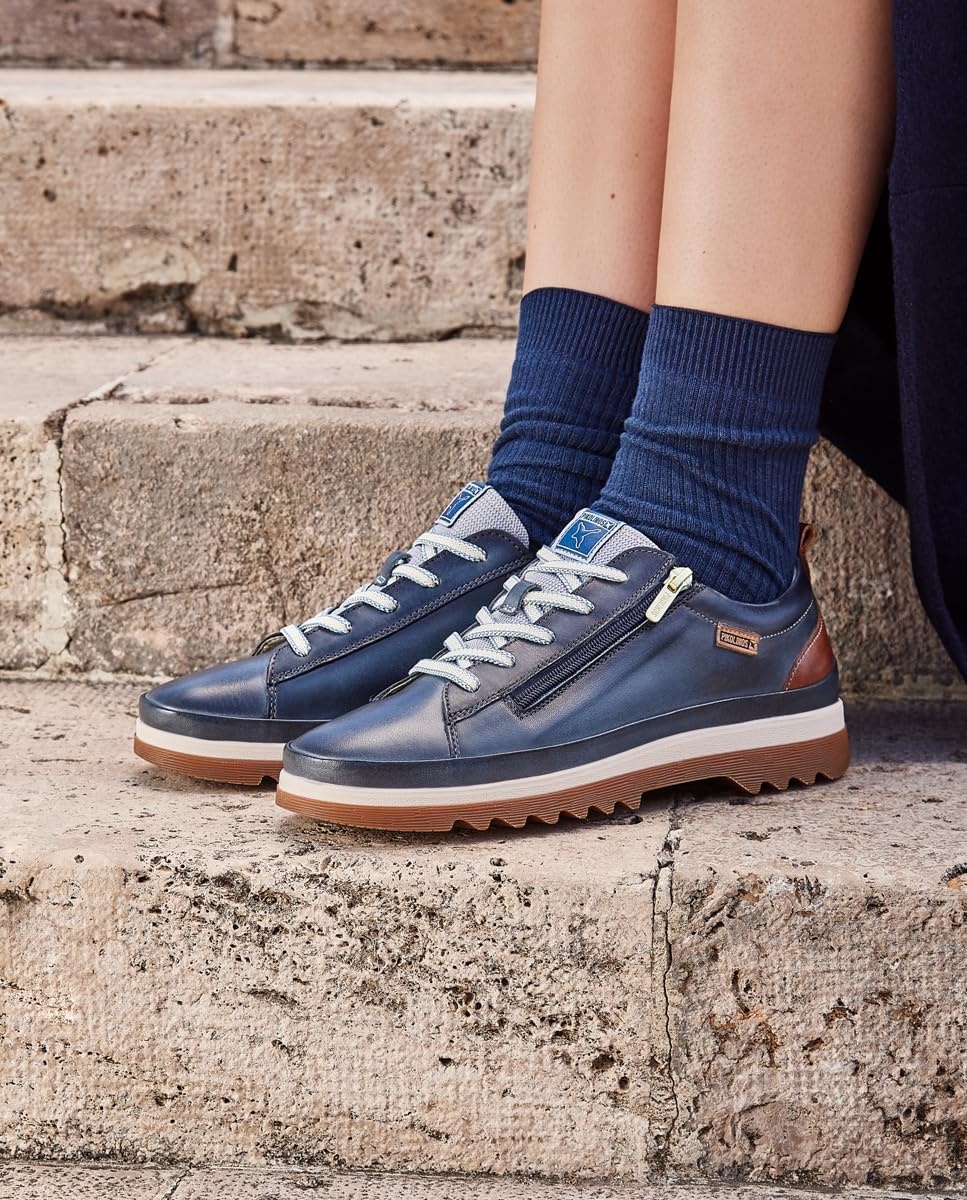 PIKOLINOS VIGO W3W-6979 Women’s Casual Shoes – Premium 100% Calfskin Leather – Memory Foam Insole, Lace & Zip Closure, Non-Slip Sole, Lightweight Comfort(Ocean)