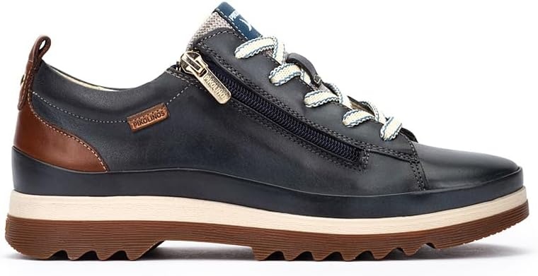 PIKOLINOS VIGO W3W-6979 Women’s Casual Shoes – Premium 100% Calfskin Leather – Memory Foam Insole, Lace & Zip Closure, Non-Slip Sole, Lightweight Comfort(Ocean)