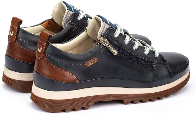 PIKOLINOS VIGO W3W-6979 Women’s Casual Shoes – Premium 100% Calfskin Leather – Memory Foam Insole, Lace & Zip Closure, Non-Slip Sole, Lightweight Comfort(Ocean)