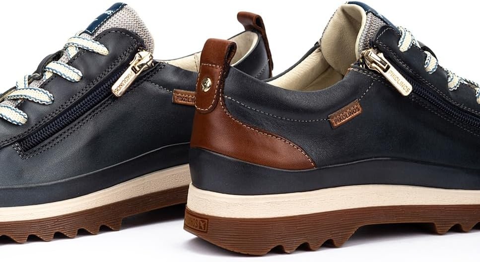PIKOLINOS VIGO W3W-6979 Women’s Casual Shoes – Premium 100% Calfskin Leather – Memory Foam Insole, Lace & Zip Closure, Non-Slip Sole, Lightweight Comfort(Ocean)