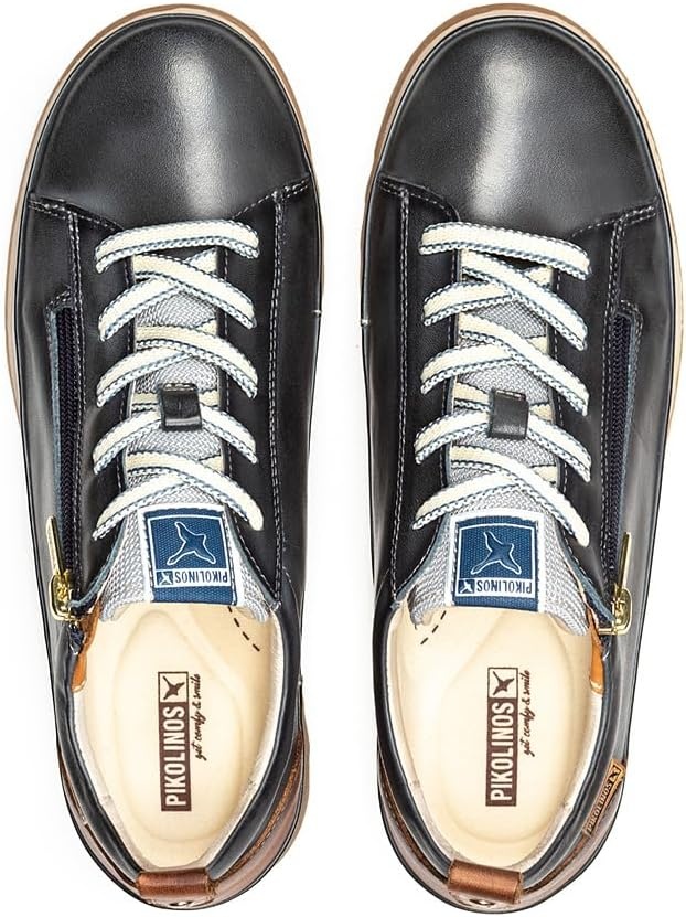 PIKOLINOS VIGO W3W-6979 Women’s Casual Shoes – Premium 100% Calfskin Leather – Memory Foam Insole, Lace & Zip Closure, Non-Slip Sole, Lightweight Comfort(Ocean)
