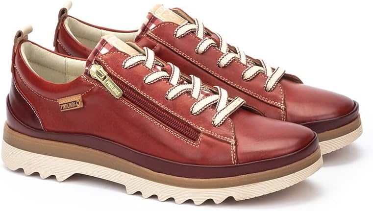 PIKOLINOS VIGO W3W-6979 Women’s Casual Shoes – Premium 100% Calfskin Leather – Memory Foam Insole, Lace & Zip Closure, Non-Slip Sole, Lightweight Comfort(Sandia)