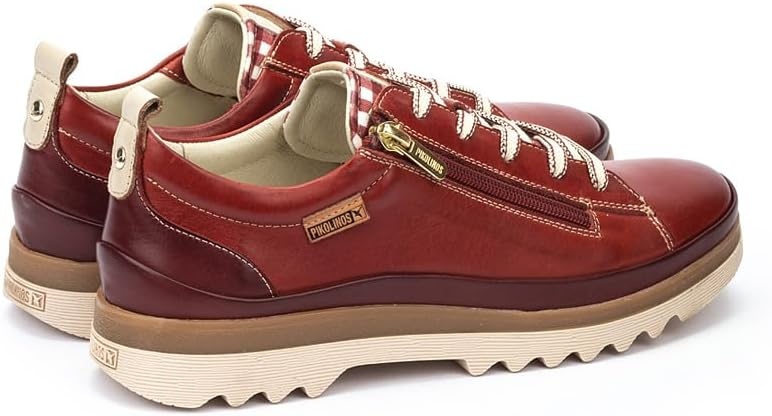 PIKOLINOS VIGO W3W-6979 Women’s Casual Shoes – Premium 100% Calfskin Leather – Memory Foam Insole, Lace & Zip Closure, Non-Slip Sole, Lightweight Comfort(Sandia)