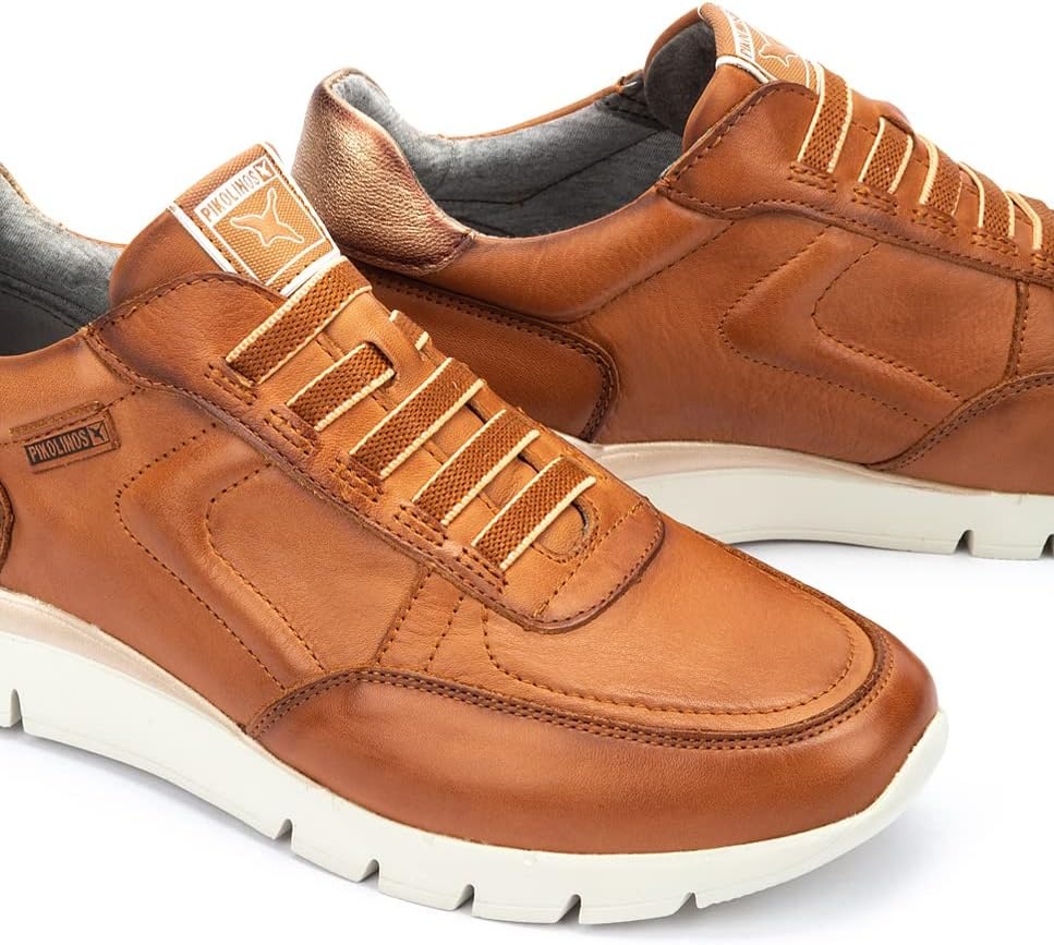 PIKOLINOS Cantabria Women’s Sneakers | Leather | Ultra-Light Sole | Extra Comfort | Removable Memory Foam Insole | Size UK 5-11(Brandy)