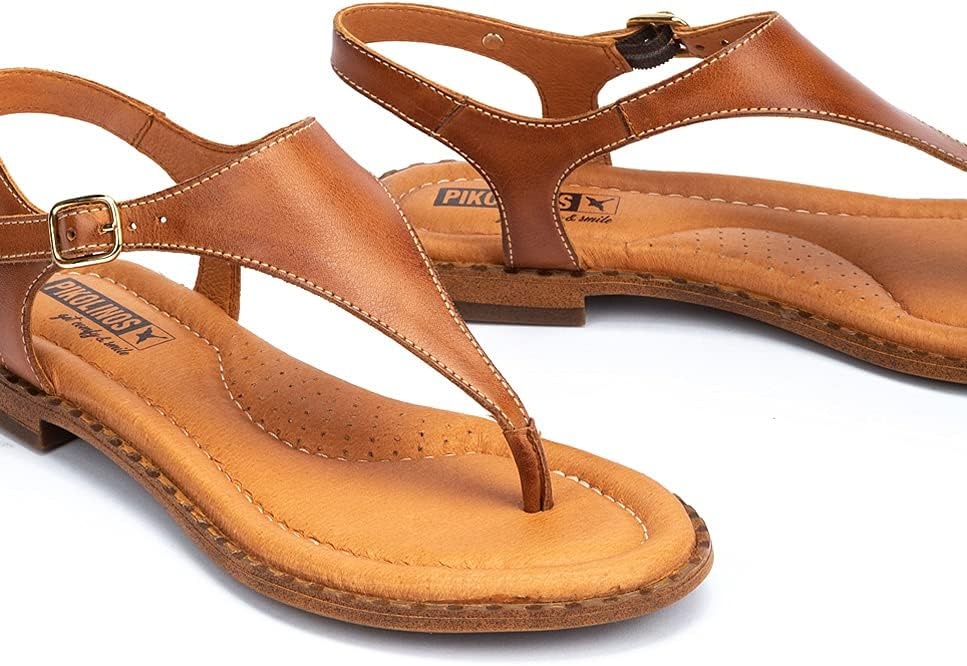 PIKOLINOS Flat Sandals Leather Algar for Woman(Brandy)