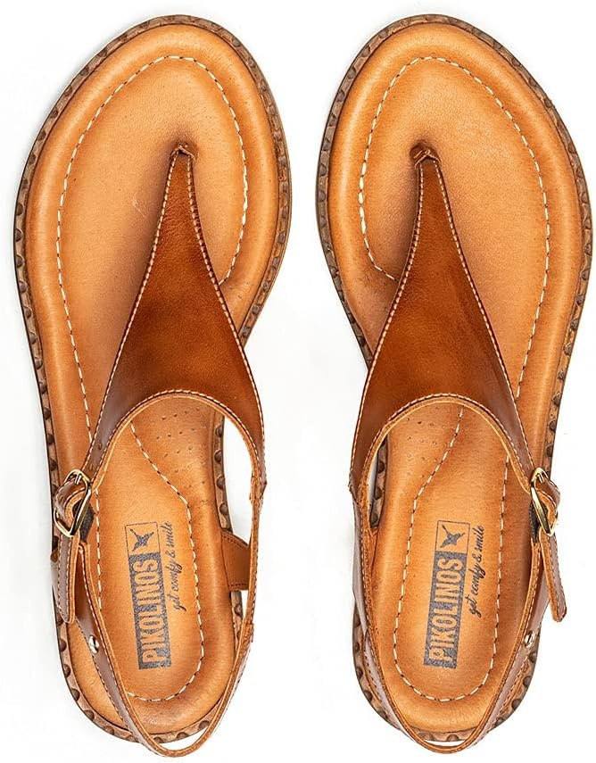 PIKOLINOS Flat Sandals Leather Algar for Woman(Brandy)