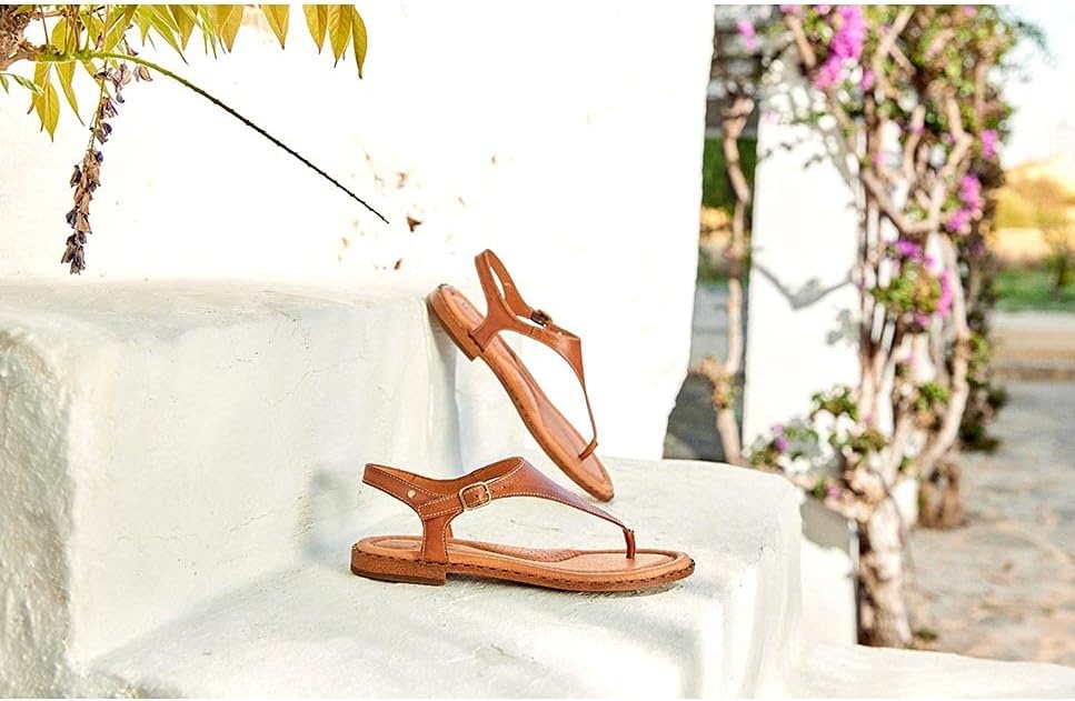 PIKOLINOS Flat Sandals Leather Algar for Woman(Brandy)
