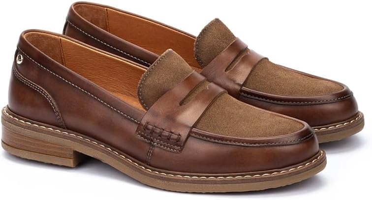 PIKOLINOS Aldaya W8J-3541 Women’s Loafers – Premium Calfskin Leather Slip-On – Lightweight Comfort, Removable Insole, Medium & Wide Width Ergonomic Everyday Support(Topo Pardo Leather)