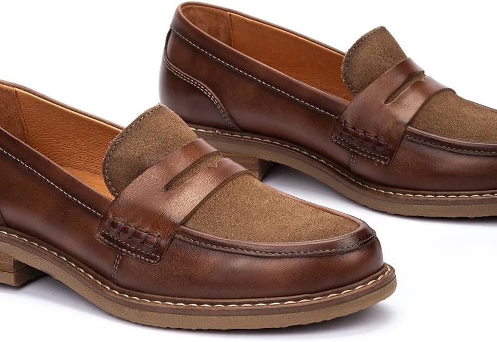 PIKOLINOS Aldaya W8J-3541 Women’s Loafers – Premium Calfskin Leather Slip-On – Lightweight Comfort, Removable Insole, Medium & Wide Width Ergonomic Everyday Support(Topo Pardo Leather)