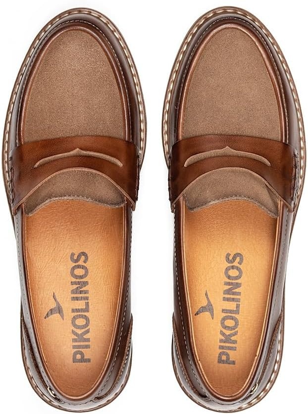 PIKOLINOS Aldaya W8J-3541 Women’s Loafers – Premium Calfskin Leather Slip-On – Lightweight Comfort, Removable Insole, Medium & Wide Width Ergonomic Everyday Support(Topo Pardo Leather)