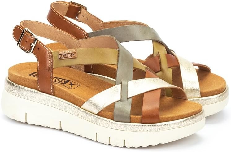 PIKOLINOS womens Pikolinos Wedge Sandals Leather Palma for Woman Color Brandy-cit(Brandy-cit)