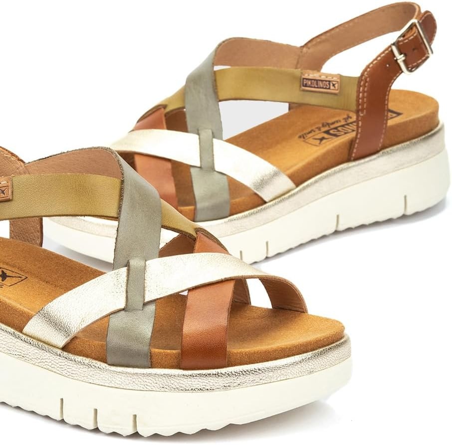 PIKOLINOS womens Pikolinos Wedge Sandals Leather Palma for Woman Color Brandy-cit(Brandy-cit)