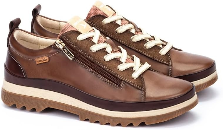 PIKOLINOS VIGO W3W-6979 Women’s Casual Shoes – Premium 100% Calfskin Leather – Memory Foam Insole, Lace & Zip Closure, Non-Slip Sole, Lightweight Comfort(Topo)
