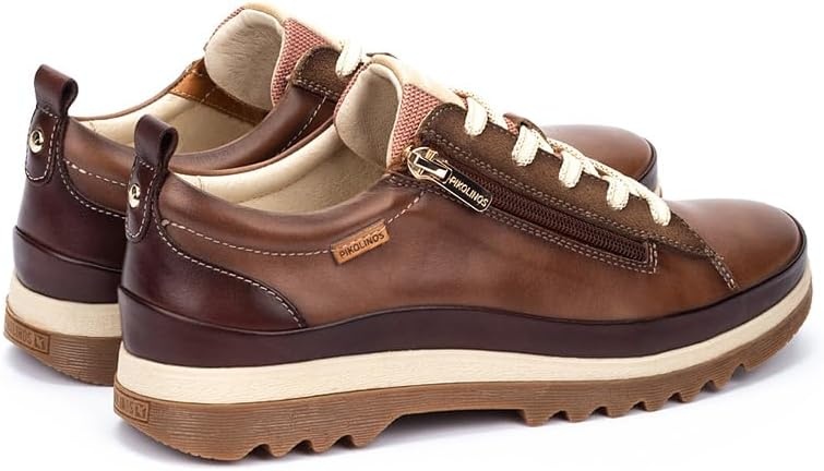 PIKOLINOS VIGO W3W-6979 Women’s Casual Shoes – Premium 100% Calfskin Leather – Memory Foam Insole, Lace & Zip Closure, Non-Slip Sole, Lightweight Comfort(Topo)