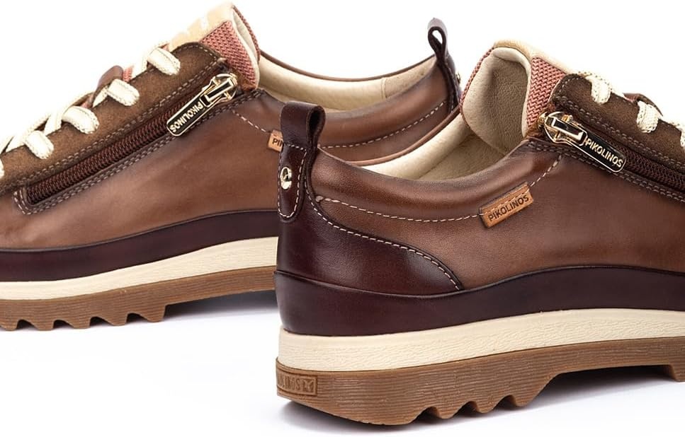 PIKOLINOS VIGO W3W-6979 Women’s Casual Shoes – Premium 100% Calfskin Leather – Memory Foam Insole, Lace & Zip Closure, Non-Slip Sole, Lightweight Comfort(Topo)