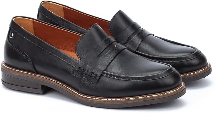 PIKOLINOS Aldaya W8J-3541 Women’s Loafers – Premium Calfskin Leather Slip-On – Lightweight Comfort, Removable Insole, Medium & Wide Width Ergonomic Everyday Support(Black Wide)