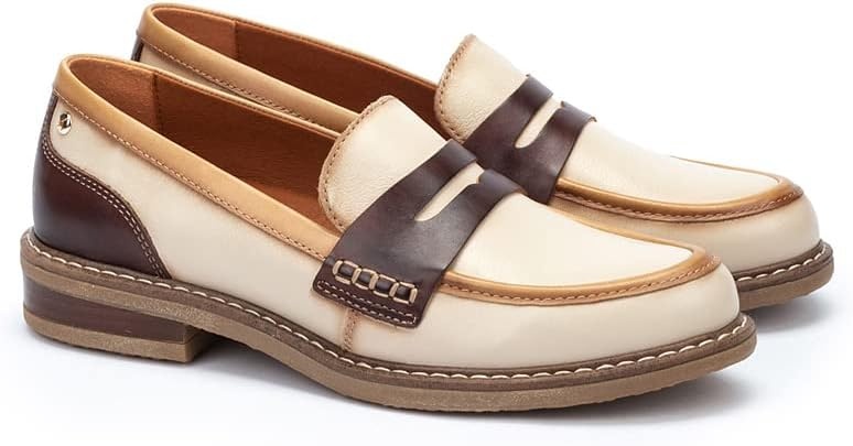 PIKOLINOS Aldaya W8J-3541 Women’s Loafers – Premium Calfskin Leather Slip-On – Lightweight Comfort, Removable Insole, Medium & Wide Width Ergonomic Everyday Support(Marfil-c2)