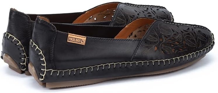 PIKOLINOS Jerez 578-4976 Women’s Slip-On Moccasins – Premium Calfskin Leather – Removable Cushioned Insole, Flexible Sole, Lightweight Everyday Comfort(Black)