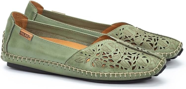 PIKOLINOS Jerez 578-4976 Women’s Slip-On Moccasins – Premium Calfskin Leather – Removable Cushioned Insole, Flexible Sole, Lightweight Everyday Comfort(Mint Green)