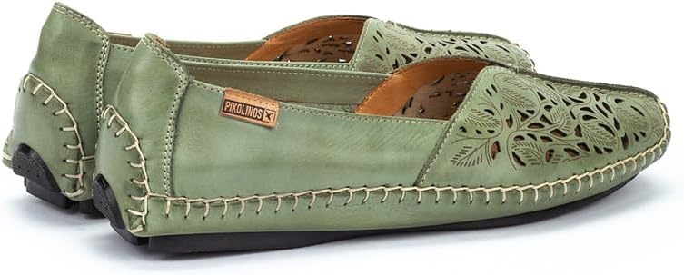 PIKOLINOS Jerez 578-4976 Women’s Slip-On Moccasins – Premium Calfskin Leather – Removable Cushioned Insole, Flexible Sole, Lightweight Everyday Comfort(Mint Green)
