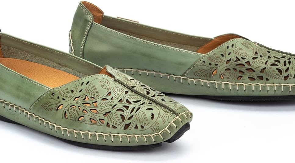 PIKOLINOS Jerez 578-4976 Women’s Slip-On Moccasins – Premium Calfskin Leather – Removable Cushioned Insole, Flexible Sole, Lightweight Everyday Comfort(Mint Green)