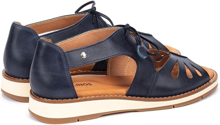 PIKOLINOS ROQUETAS W9B-0947 Women’s Sandals – Premium Calfskin Leather – Cushioned Insole and Lace-Up Fit for All Day Walking – Lightweight – Everyday Comfort(Blue)