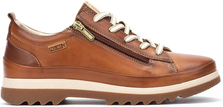 PIKOLINOS VIGO W3W-6979 Women’s Casual Shoes – Premium 100% Calfskin Leather – Memory Foam Insole, Lace & Zip Closure, Non-Slip Sole, Lightweight Comfort(Brandy)