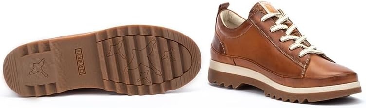 PIKOLINOS VIGO W3W-6979 Women’s Casual Shoes – Premium 100% Calfskin Leather – Memory Foam Insole, Lace & Zip Closure, Non-Slip Sole, Lightweight Comfort(Brandy)