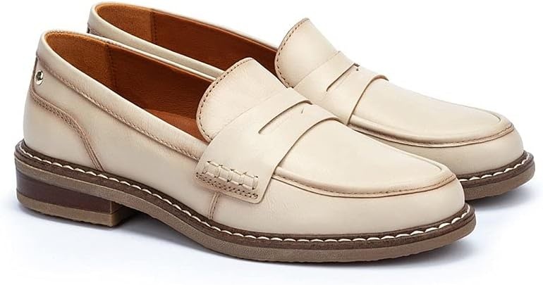 PIKOLINOS Aldaya W8J-3541 Women’s Loafers – Premium Calfskin Leather Slip-On – Lightweight Comfort, Removable Insole, Medium & Wide Width Ergonomic Everyday Support(Marfil Off White)