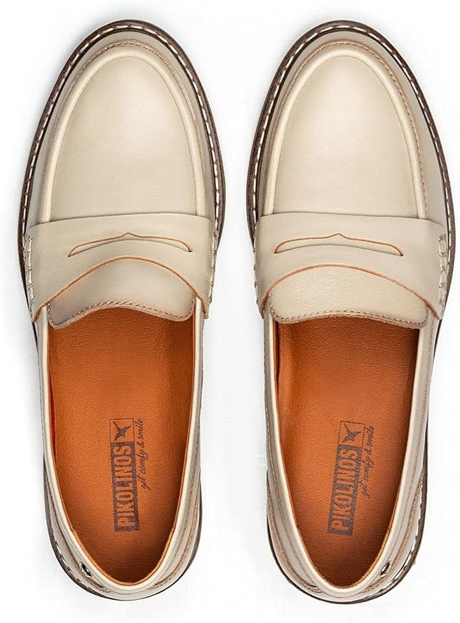 PIKOLINOS Aldaya W8J-3541 Women’s Loafers – Premium Calfskin Leather Slip-On – Lightweight Comfort, Removable Insole, Medium & Wide Width Ergonomic Everyday Support(Marfil Off White)